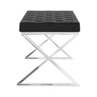 Banc 97 cm Noir Velours et acier inoxydable