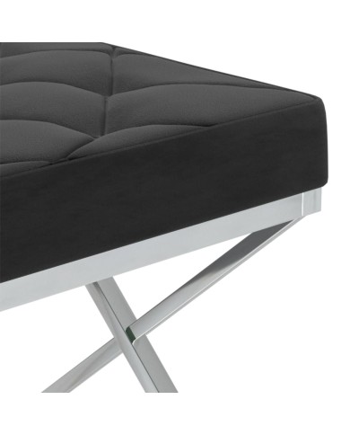 Banc 97 cm Noir Velours et acier inoxydable