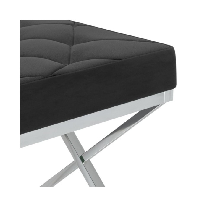 Banc 97 cm Noir Velours et acier inoxydable