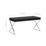 Banc 97 cm Noir Velours et acier inoxydable