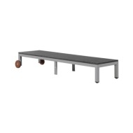 Chaise longue avec roues Résine tressée Noir