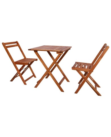 Mobilier de bistro pliable 3 pcs Bois d'acacia solide