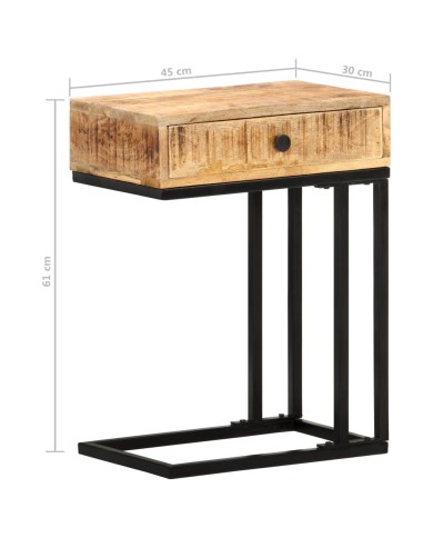 Table d'appoint en forme d'U 45x30x61cm Bois de manguier massif