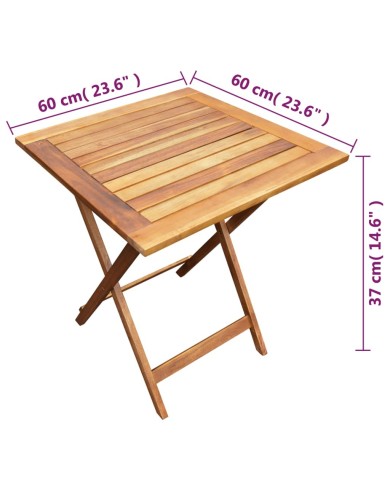Mobilier de bistro pliable 3 pcs Bois d'acacia solide