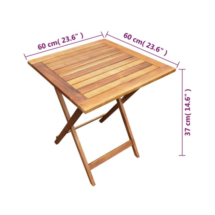 Mobilier de bistro pliable 3 pcs Bois d'acacia solide