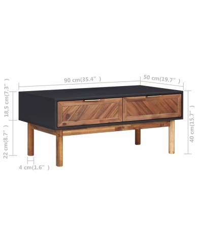 Table basse 90x50x40 cm Bois d'acacia massif et MDF