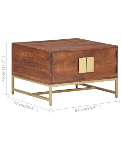 Table basse Marron miel 67x67x45 cm Bois solide d'acacia