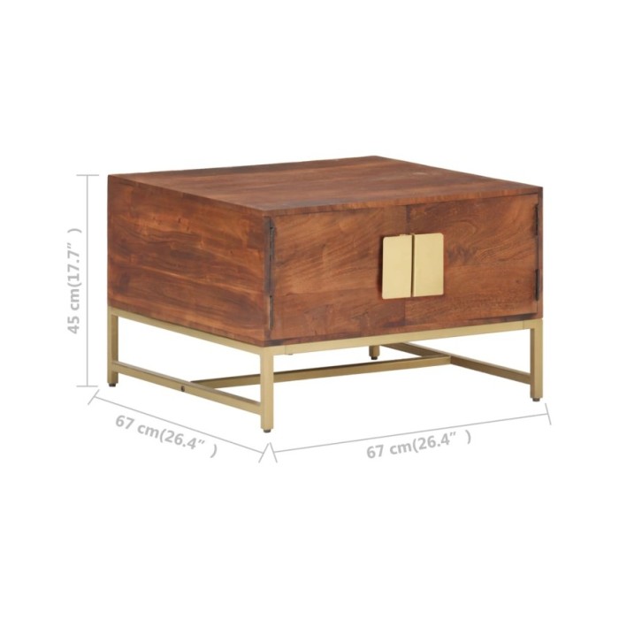 Table basse Marron miel 67x67x45 cm Bois solide d'acacia