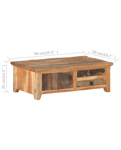 Table basse 90x50x31 cm Bois de récupération massif