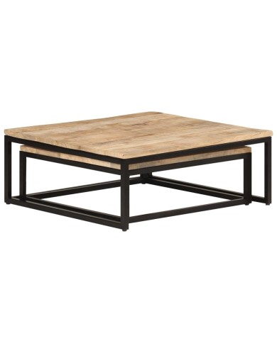 Tables gigognes 2 pcs Bois solide de manguier