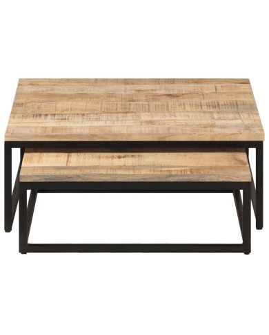 Tables gigognes 2 pcs Bois solide de manguier