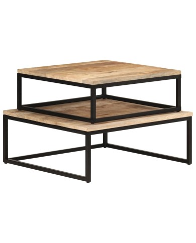 Tables gigognes 2 pcs Bois solide de manguier