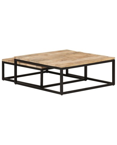Tables gigognes 2 pcs Bois solide de manguier