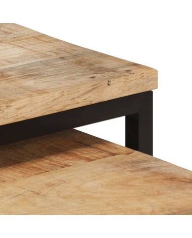 Tables gigognes 2 pcs Bois solide de manguier