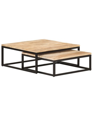 Tables gigognes 2 pcs Bois solide de manguier