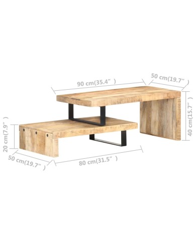 Ensemble de table basse 2 pcs Bois de manguier massif