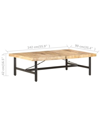 Table basse 142x90x42 cm Bois de manguier massif