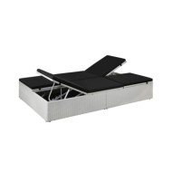 Chaise longue avec coussin Résine tressée Noir