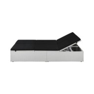 Chaise longue avec coussin Résine tressée Noir