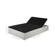 Chaise longue avec coussin Résine tressée Noir