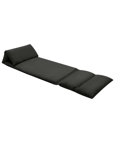 Chaise pliable de sol Noir Microfibre