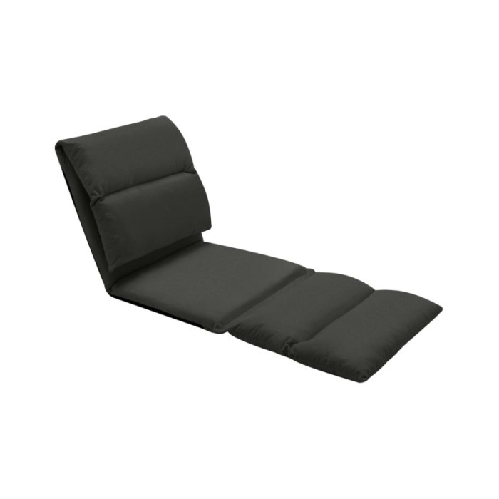 Chaise pliable de sol Noir Microfibre