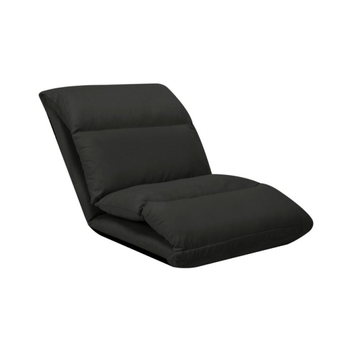 Chaise pliable de sol Noir Microfibre