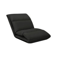 Chaise pliable de sol Noir Microfibre