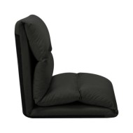 Chaise pliable de sol Noir Microfibre