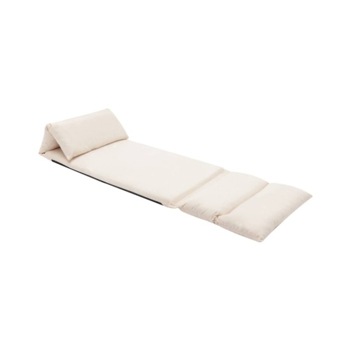 Chaise pliable de sol Crème Microfibre