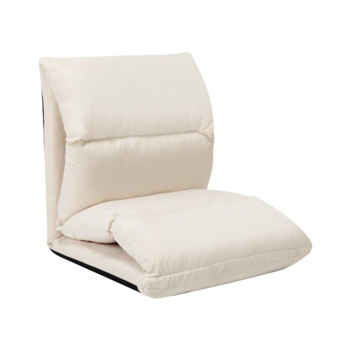Chaise pliable de sol Crème Microfibre