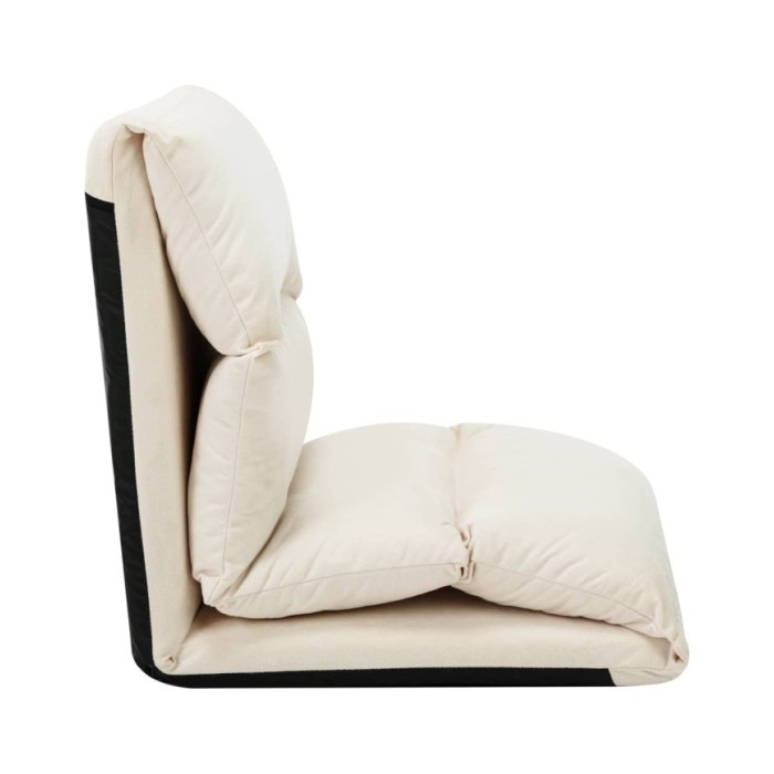 Chaise pliable de sol Crème Microfibre