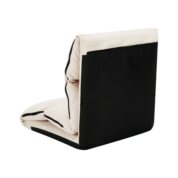 Chaise pliable de sol Crème Microfibre