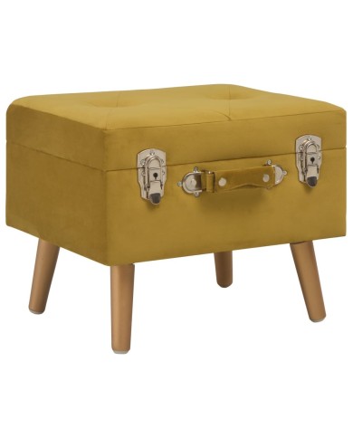 Tabouret de rangement 40 cm Jaune moutarde Velours