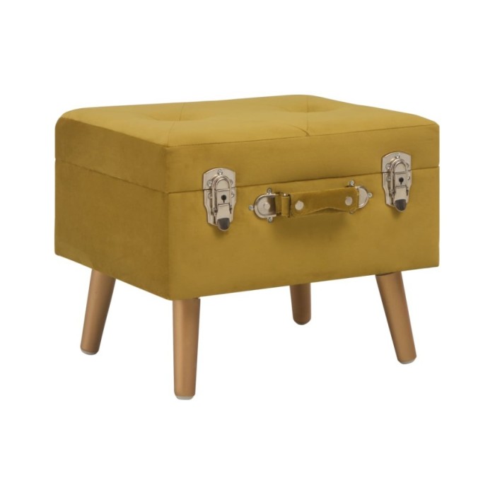 Tabouret de rangement 40 cm Jaune moutarde Velours