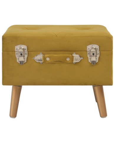 Tabouret de rangement 40 cm Jaune moutarde Velours