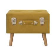 Tabouret de rangement 40 cm Jaune moutarde Velours