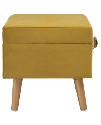 Tabouret de rangement 40 cm Jaune moutarde Velours
