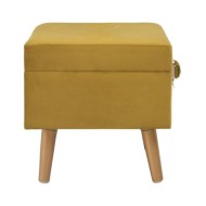 Tabouret de rangement 40 cm Jaune moutarde Velours