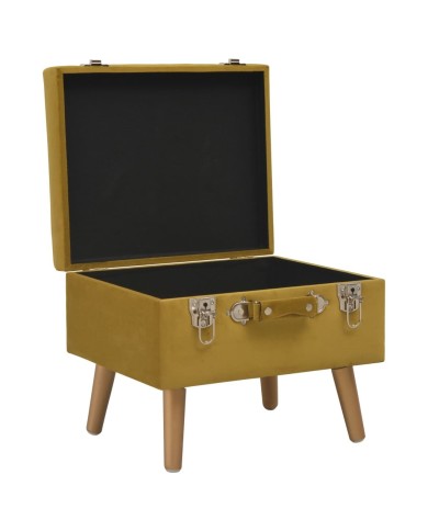 Tabouret de rangement 40 cm Jaune moutarde Velours