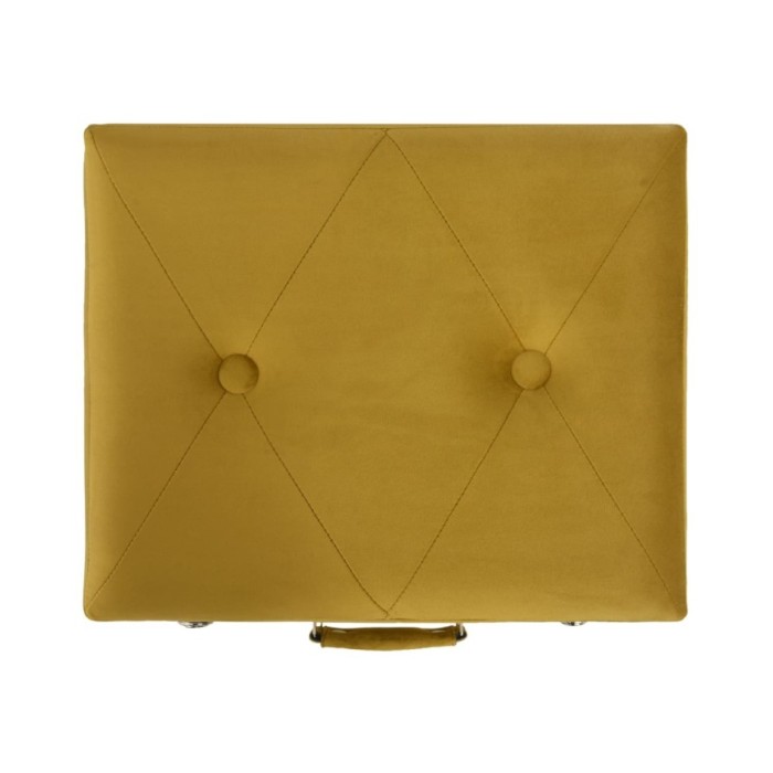 Tabouret de rangement 40 cm Jaune moutarde Velours