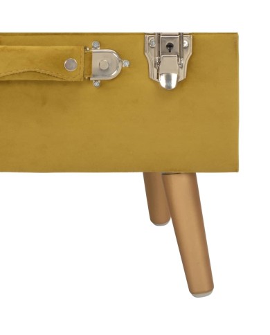 Tabouret de rangement 40 cm Jaune moutarde Velours