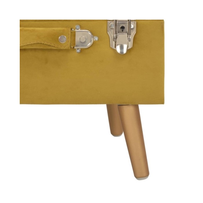 Tabouret de rangement 40 cm Jaune moutarde Velours