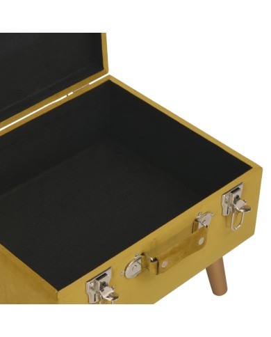 Tabouret de rangement 40 cm Jaune moutarde Velours