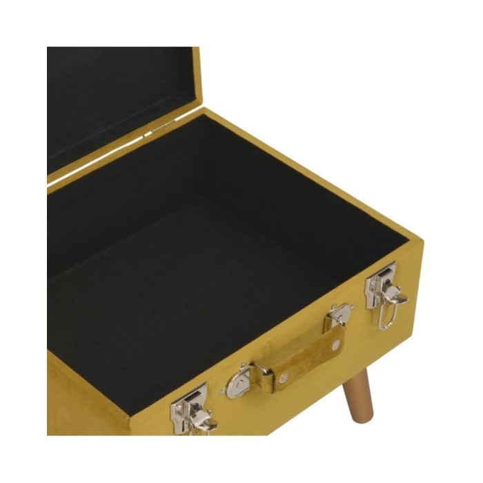 Tabouret de rangement 40 cm Jaune moutarde Velours