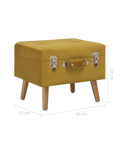 Tabouret de rangement 40 cm Jaune moutarde Velours