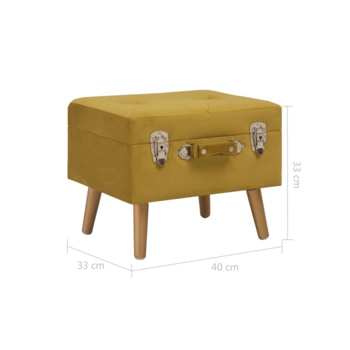 Tabouret de rangement 40 cm Jaune moutarde Velours