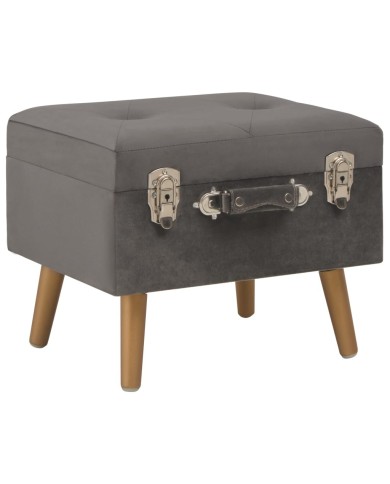 Tabouret de rangement 40 cm Gris Velours