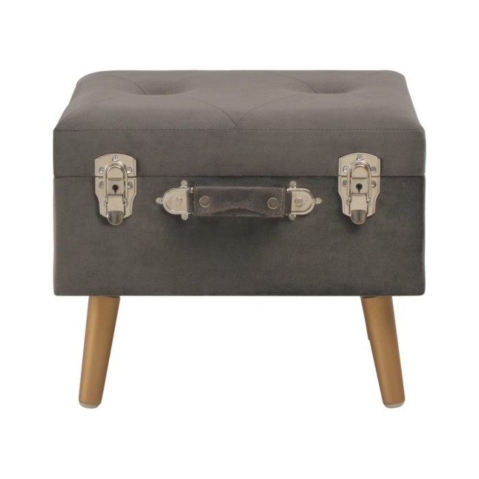 Tabouret de rangement 40 cm Gris Velours