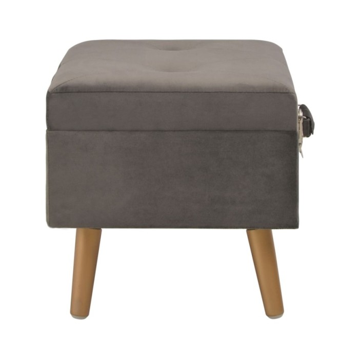 Tabouret de rangement 40 cm Gris Velours